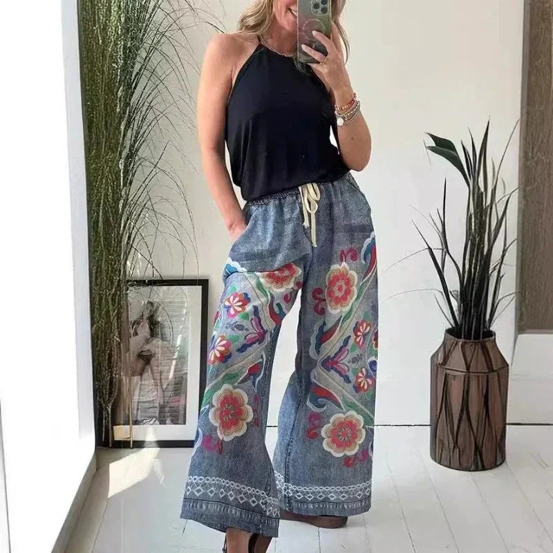 2025 New Arrival- 49% OFFWomen's Drawstring Faux Denim Casual Pants