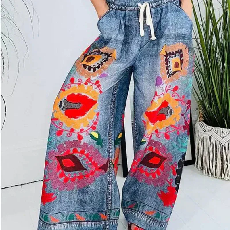 2025 New Arrival- 49% OFFWomen's Drawstring Faux Denim Casual Pants