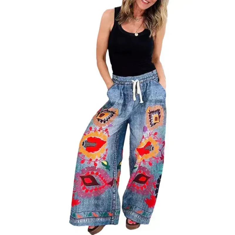 2025 New Arrival- 49% OFFWomen's Drawstring Faux Denim Casual Pants