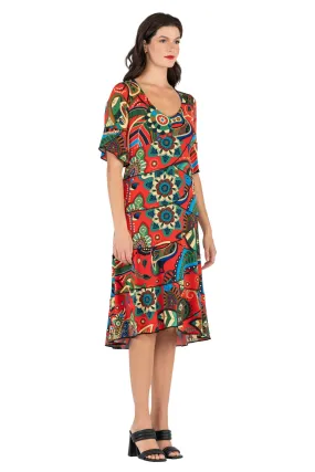 5 Tier 3/4 Sleeve Medium Length Dress