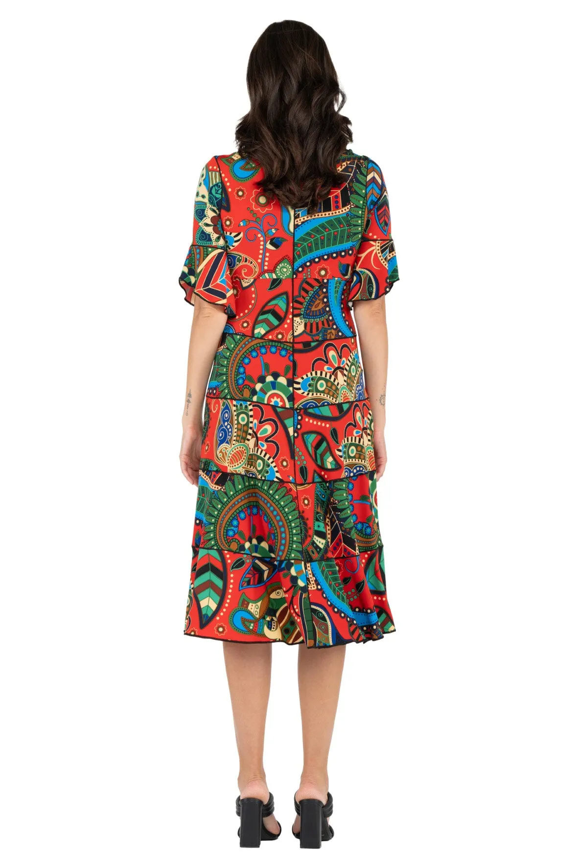 5 Tier 3/4 Sleeve Medium Length Dress