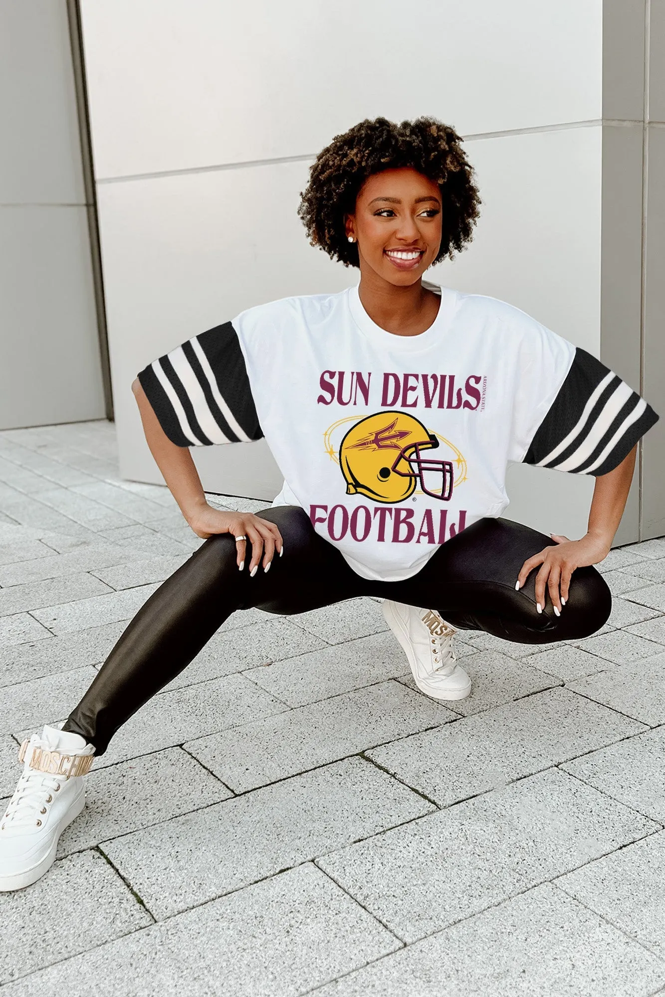 ARIZONA STATE SUN DEVILS STARTING LINEUP VINTAGE LOOK SHORT SLEEVE SPORTS STRIPE RAGLAN TEE