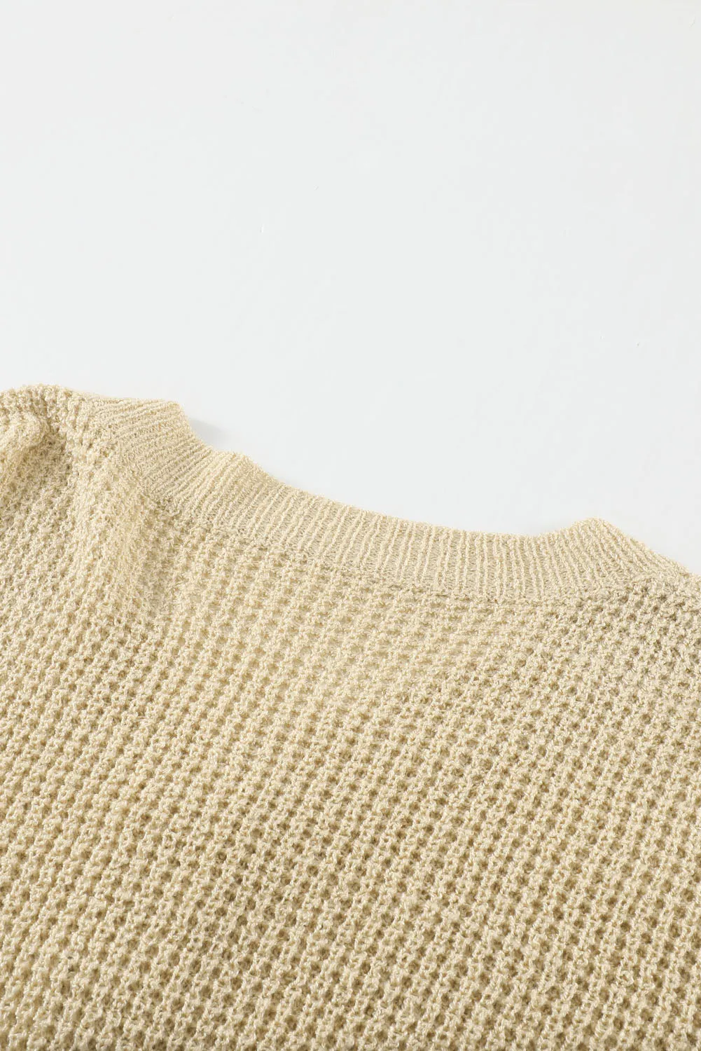Beige Striped Drop Shoulder Winter Sweater