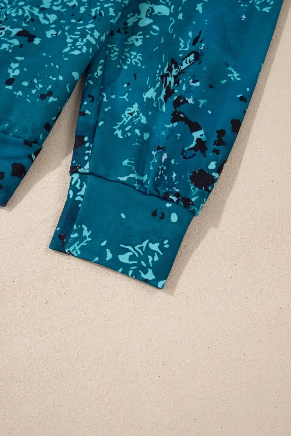 Blue tie dye cow print sweatshirt