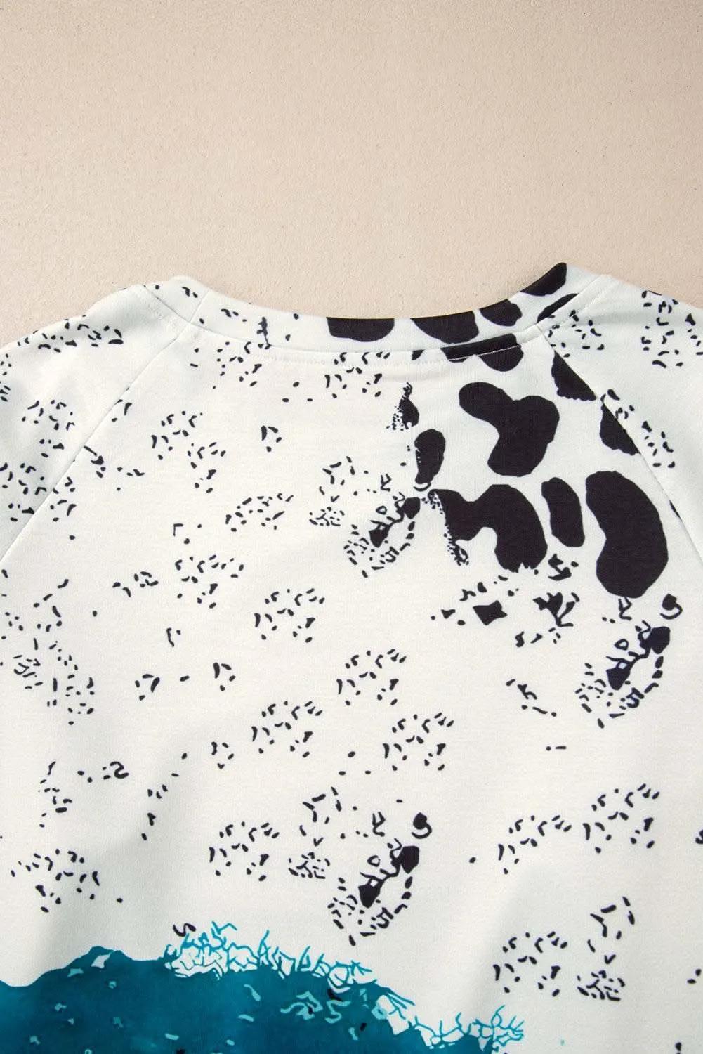 Blue tie dye cow print sweatshirt