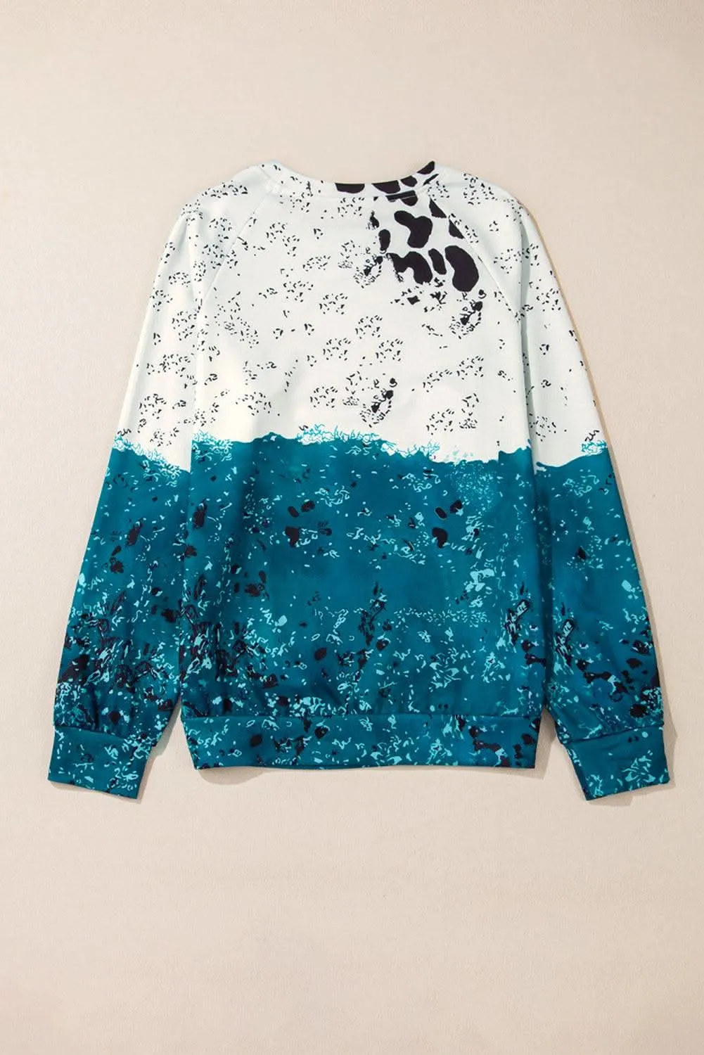 Blue tie dye cow print sweatshirt