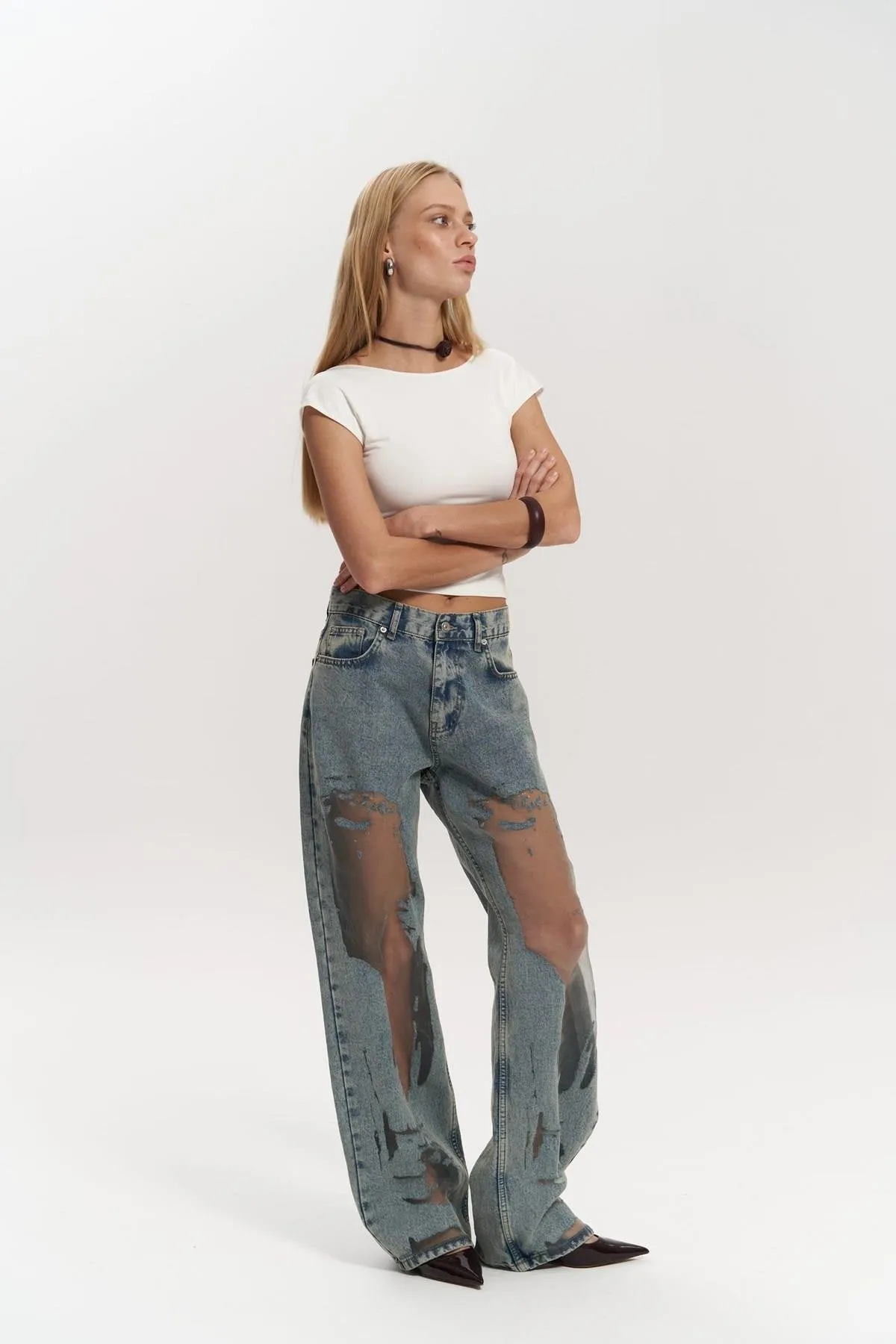 Blue Transparent Jeans