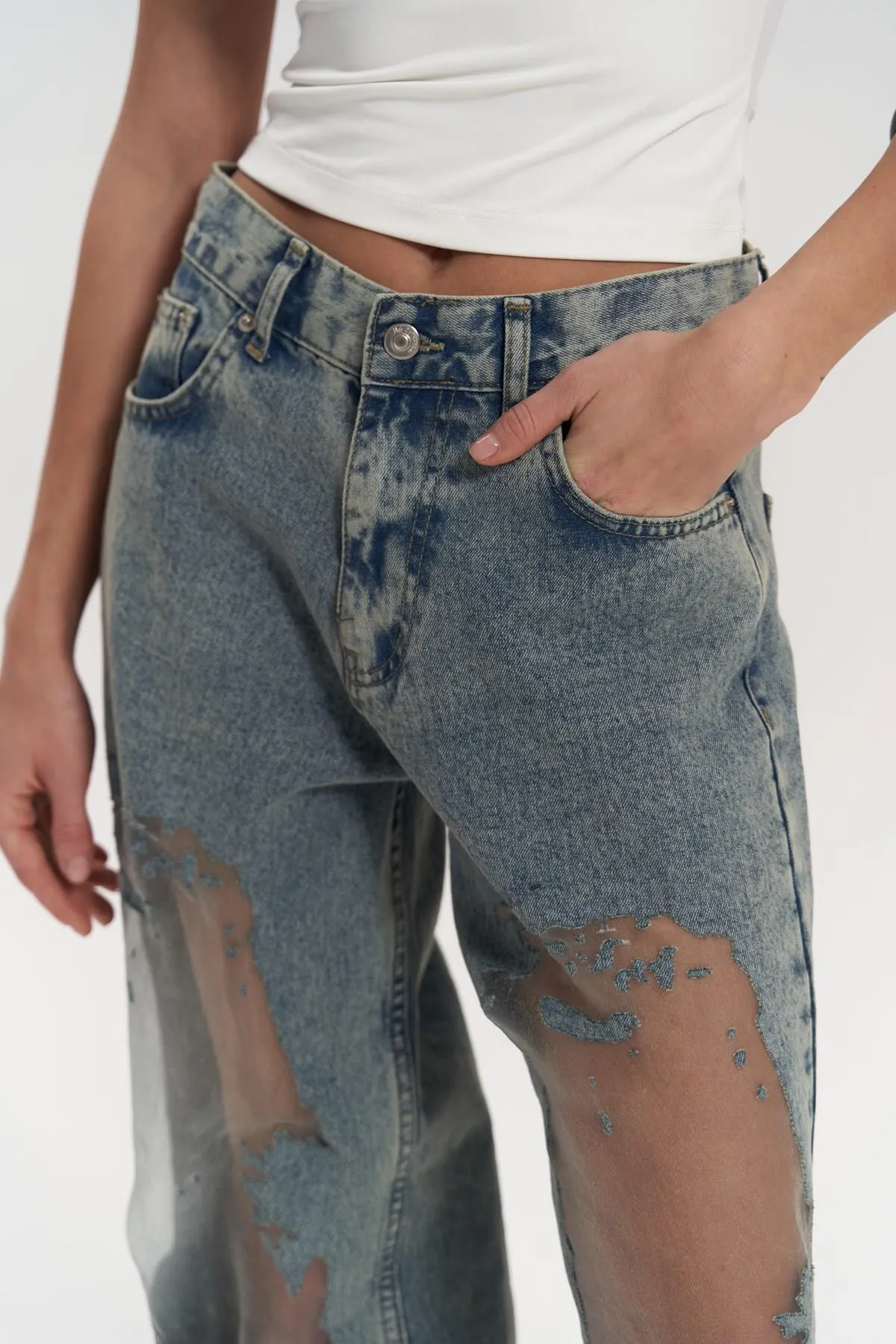 Blue Transparent Jeans