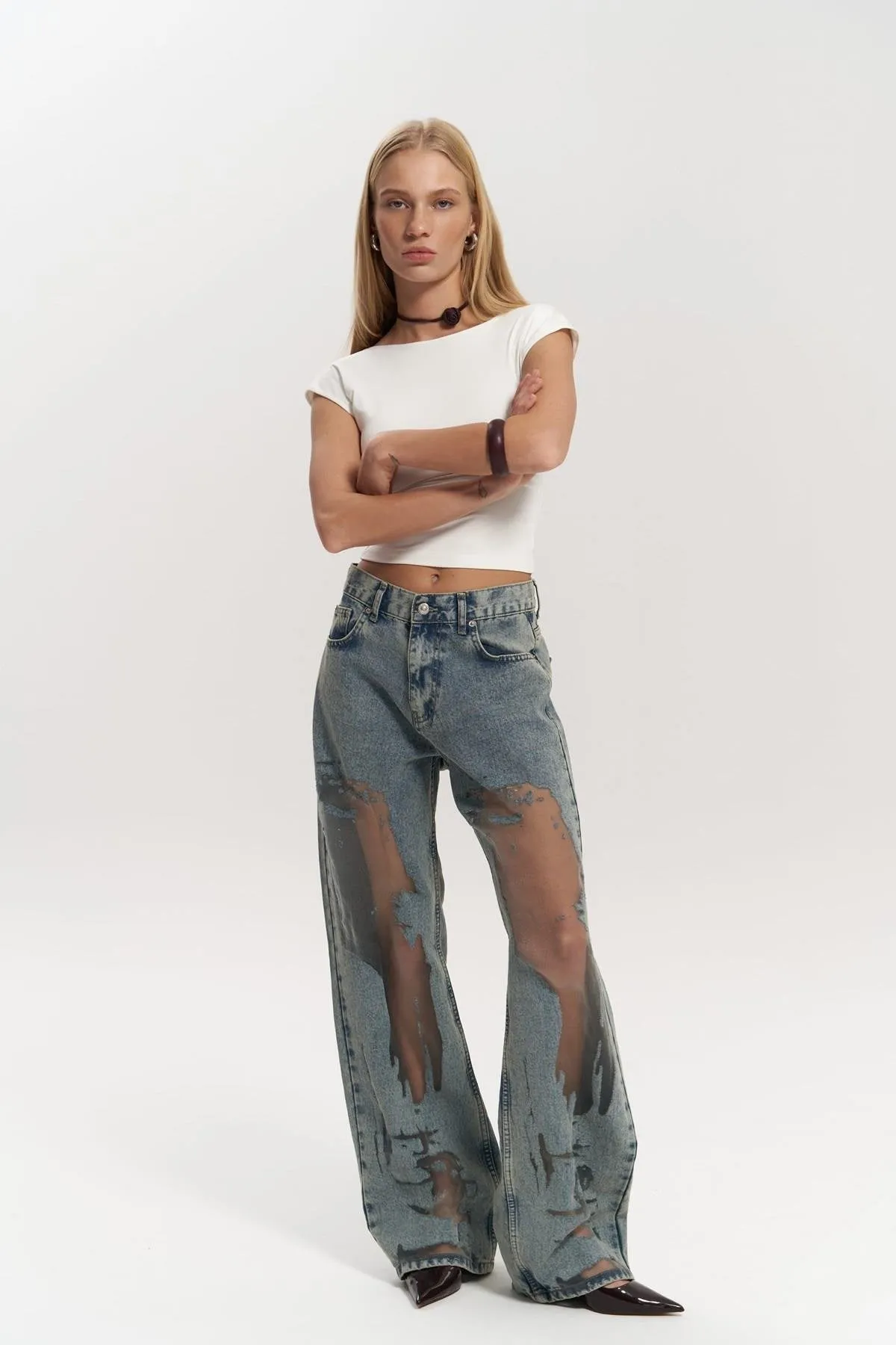 Blue Transparent Jeans