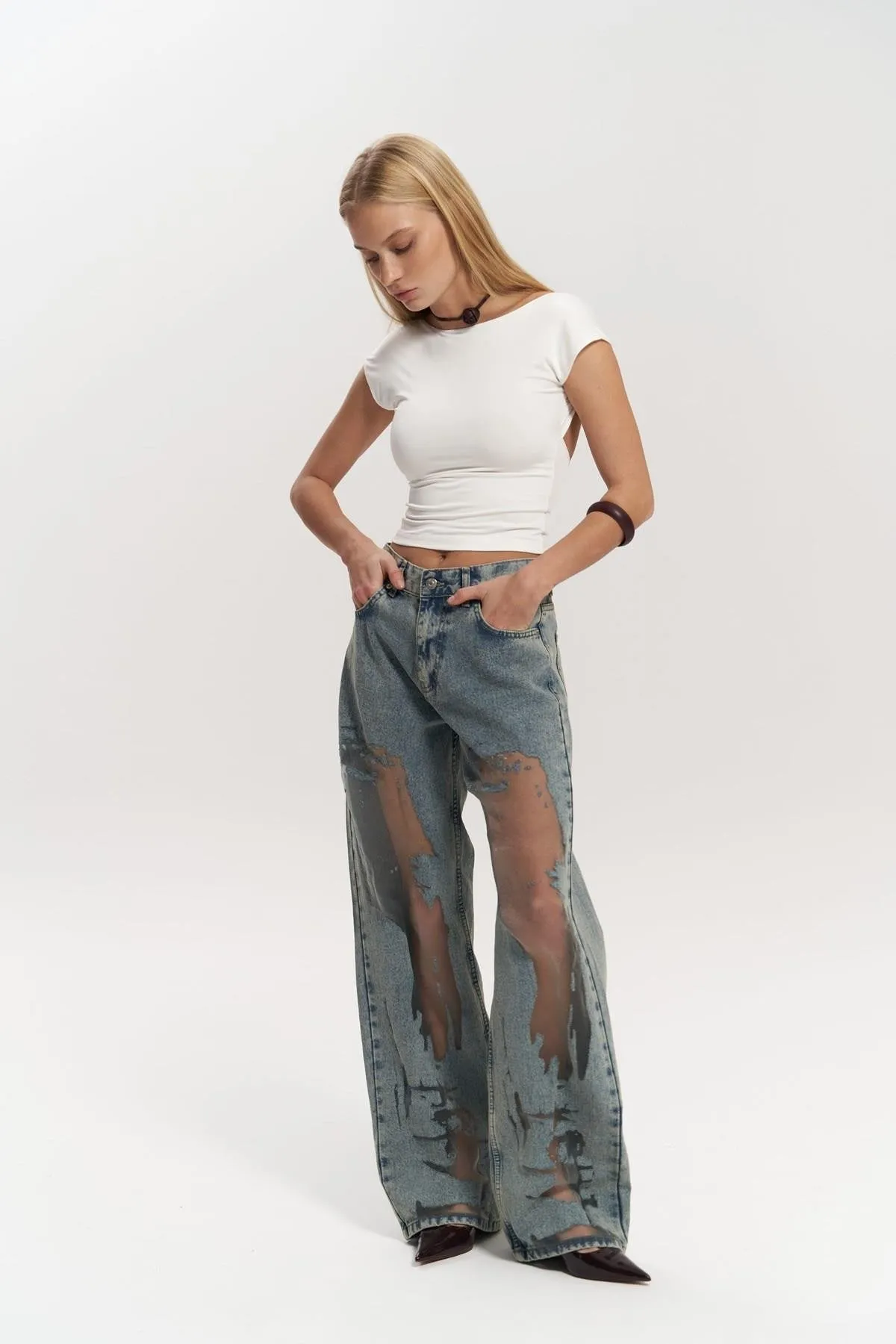 Blue Transparent Jeans