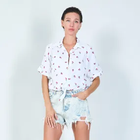 Buttoned summer shirt with minamalist cherry print wholesale