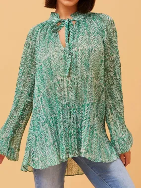 CAROLINE K MORGAN NECK TIE PLEAT TOP