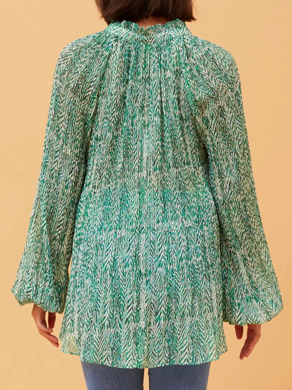 CAROLINE K MORGAN NECK TIE PLEAT TOP