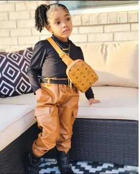 Chocolate Cargo Leather Pant Set