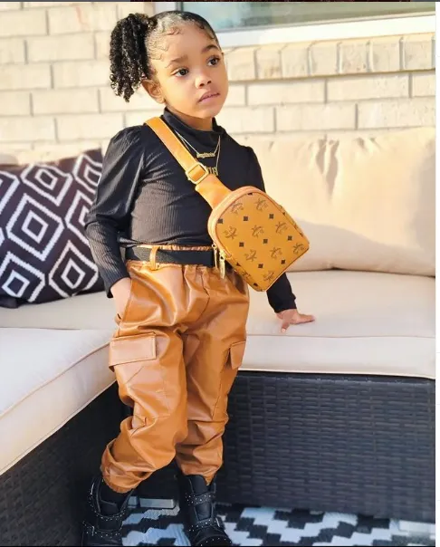 Chocolate Cargo Leather Pant Set