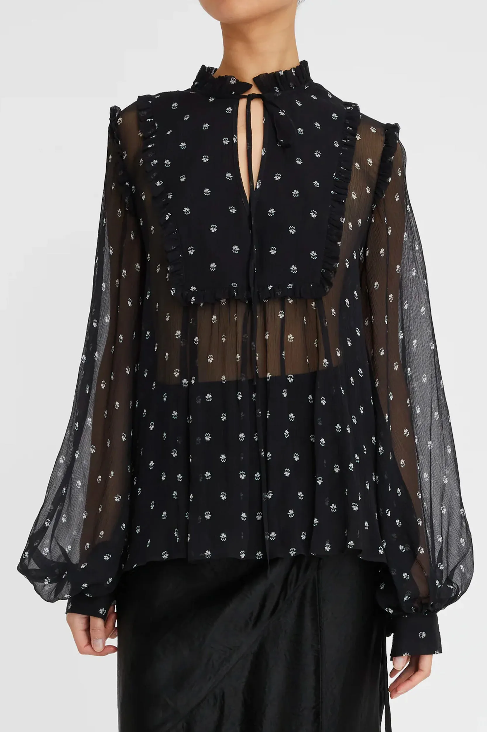 Clemence Blouse in Black Ditsy