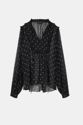 Clemence Blouse in Black Ditsy