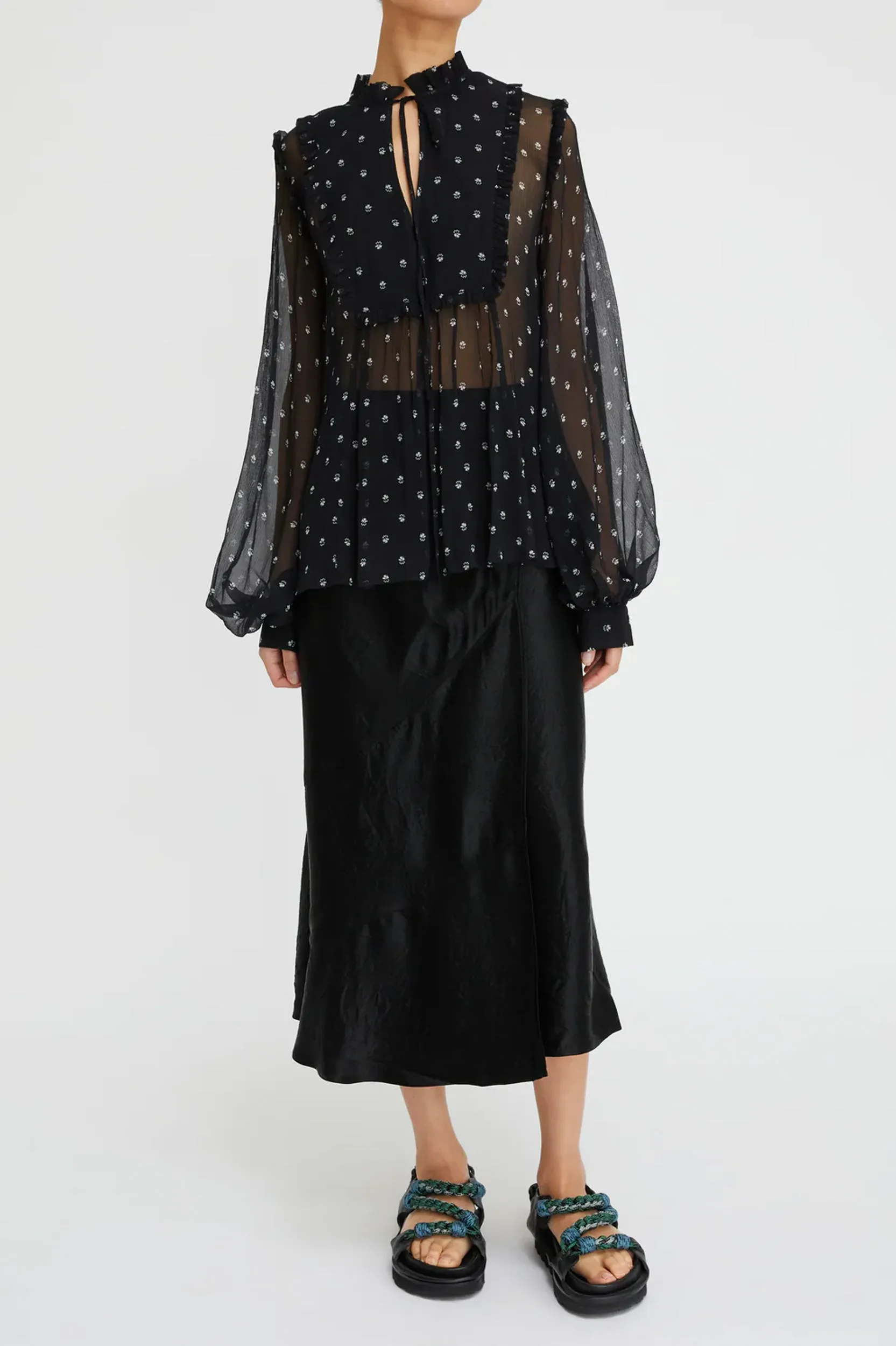 Clemence Blouse in Black Ditsy