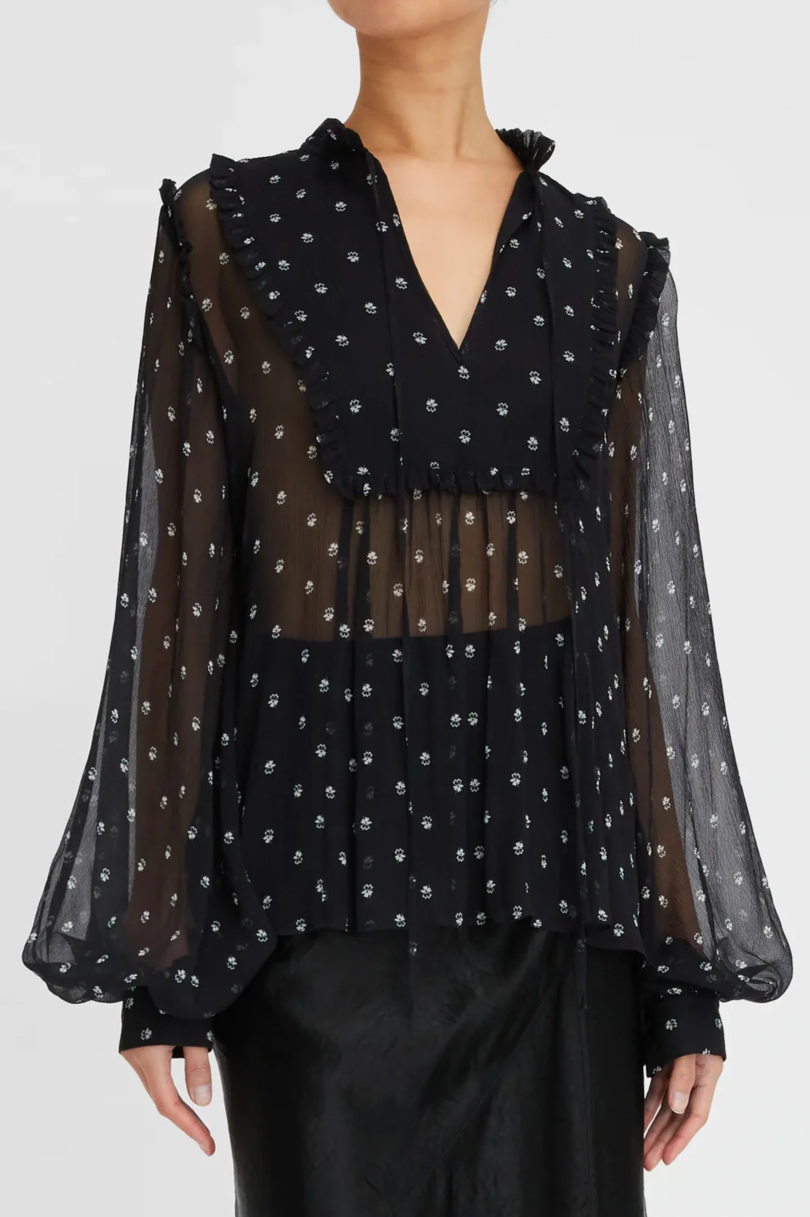 Clemence Blouse in Black Ditsy