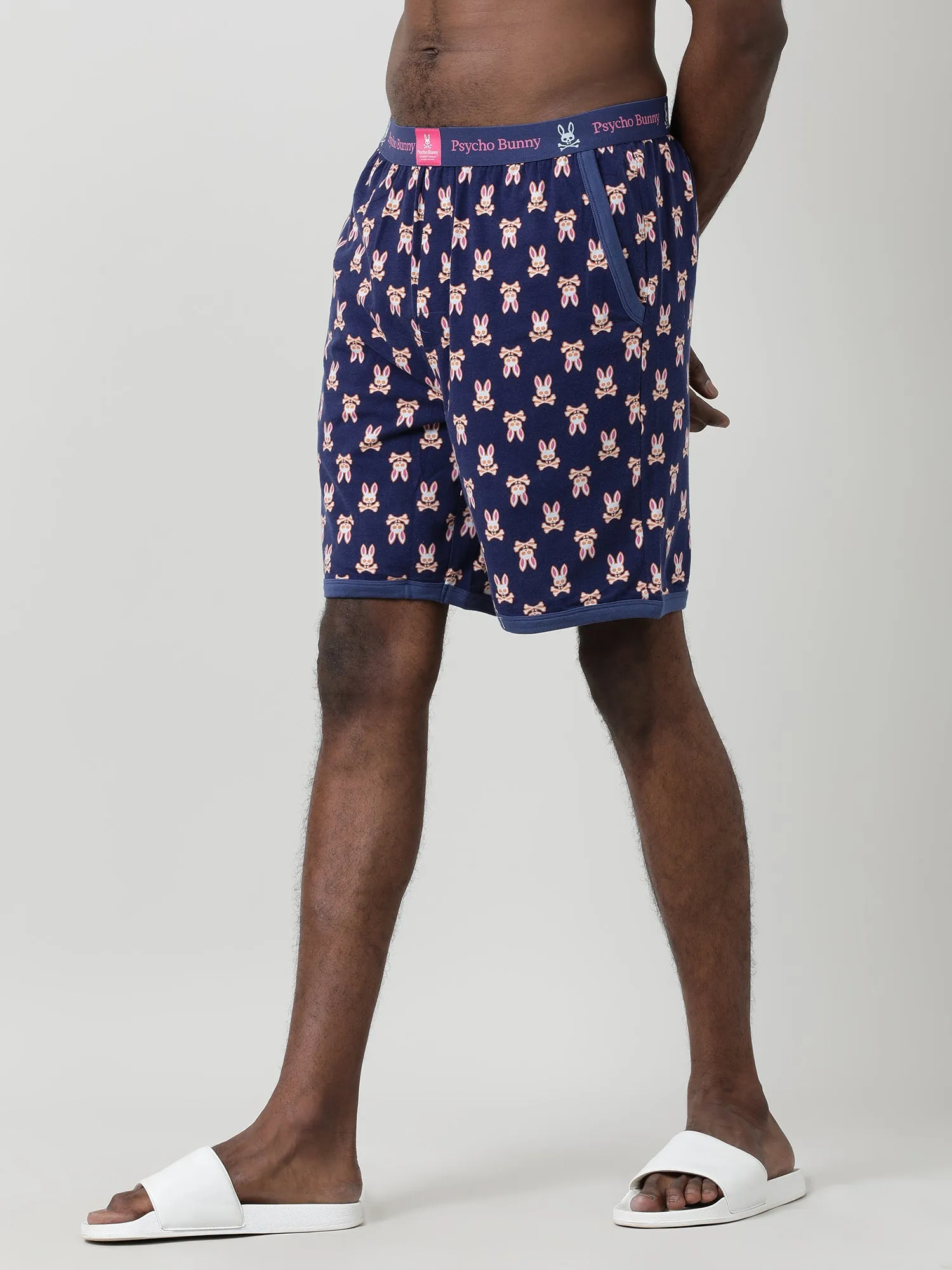 Dark Blue Cotton Knee Length Shorts