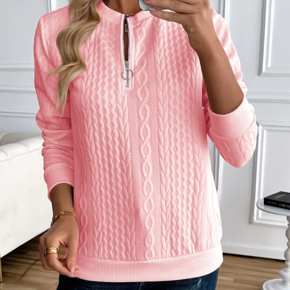 Emma | Dames Halve Ritssluiting Trui | Gebreid