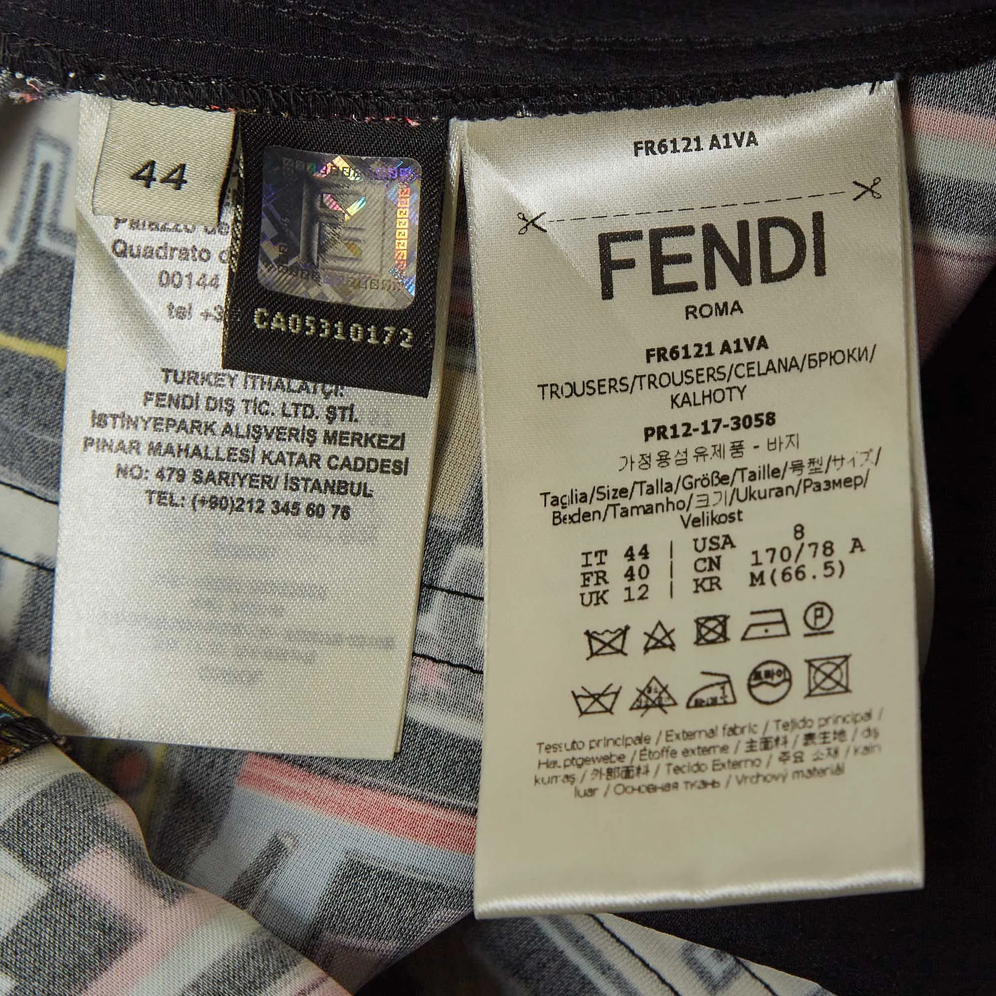 Fendi Black Ff Print Satin Cropped Fun Fair Pants
