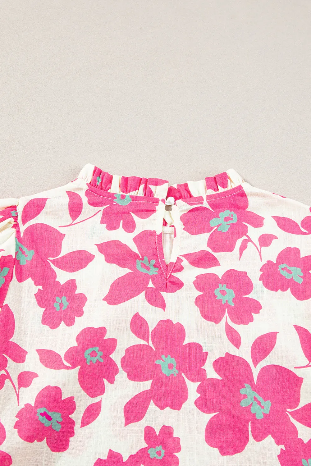 Floral Frilled Neckline Blouse