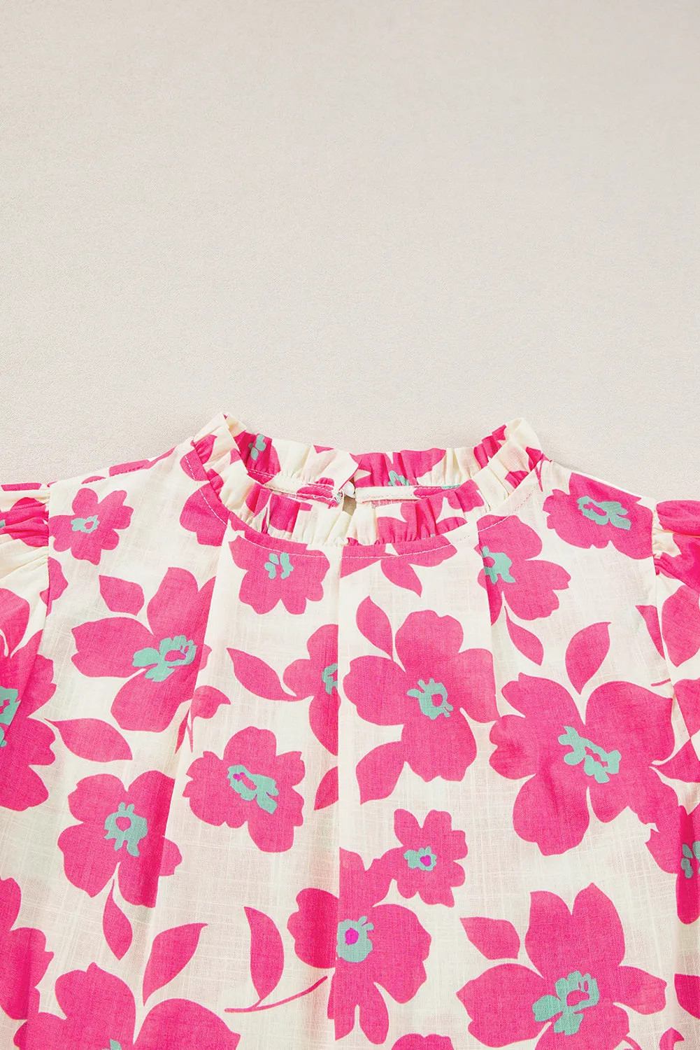 Floral Frilled Neckline Blouse