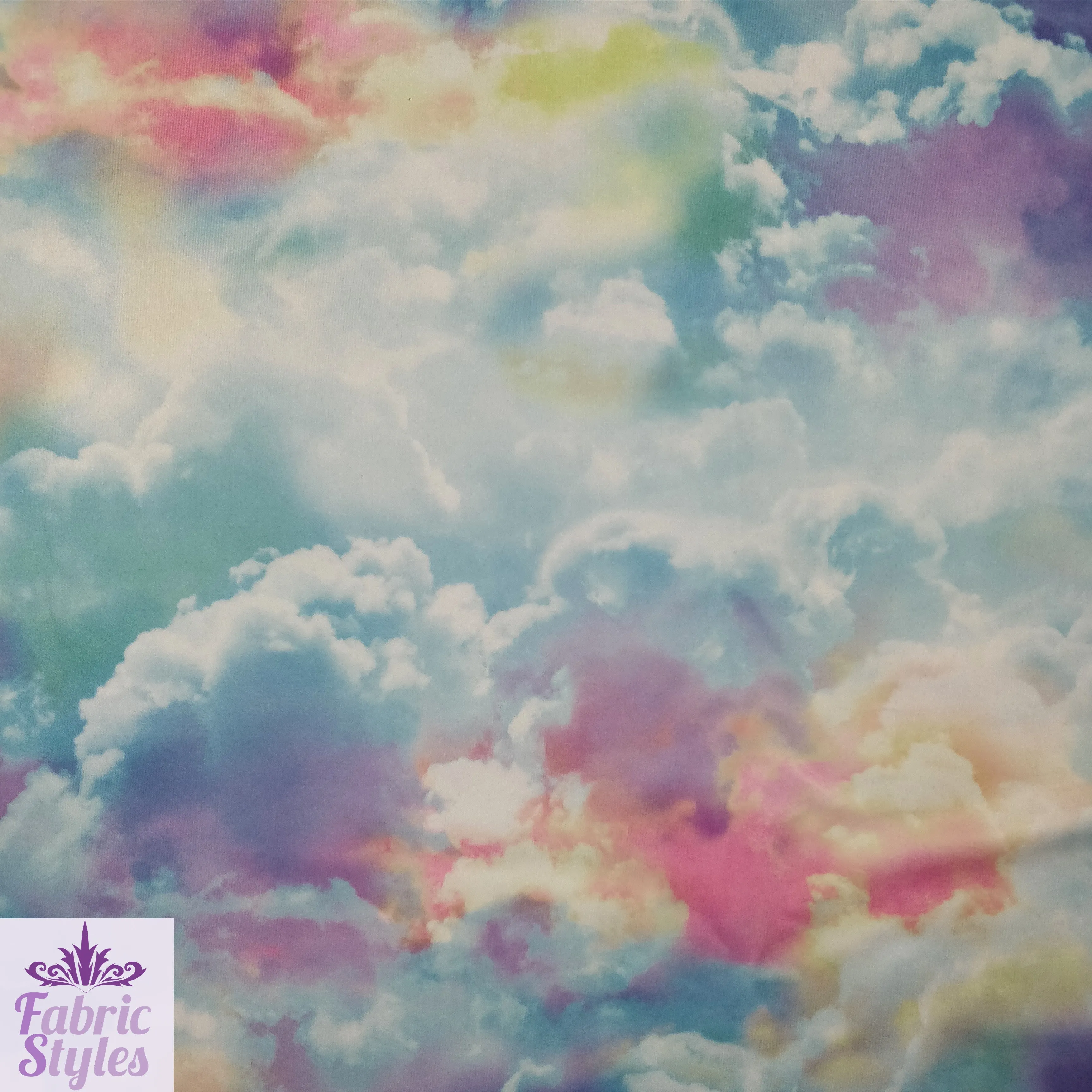 FS113 Clouds Tie Dye Scuba Velvet & Spandex Stretch Knit Fabric Blue Purple Pink Black