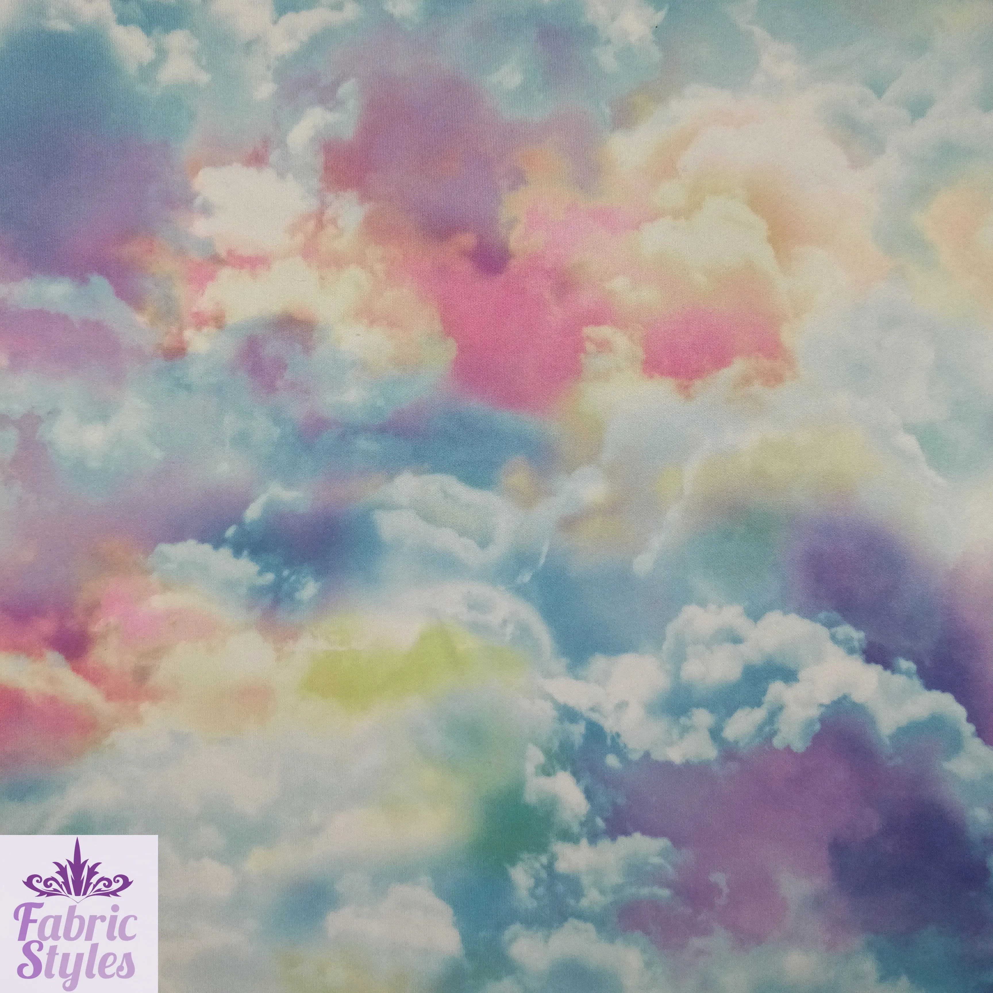 FS113 Clouds Tie Dye Scuba Velvet & Spandex Stretch Knit Fabric Blue Purple Pink Black
