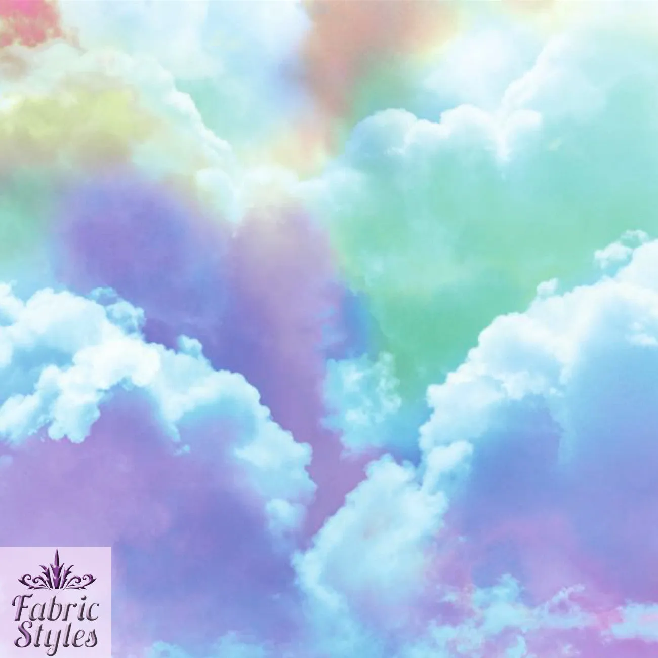 FS113 Clouds Tie Dye Scuba Velvet & Spandex Stretch Knit Fabric Blue Purple Pink Black