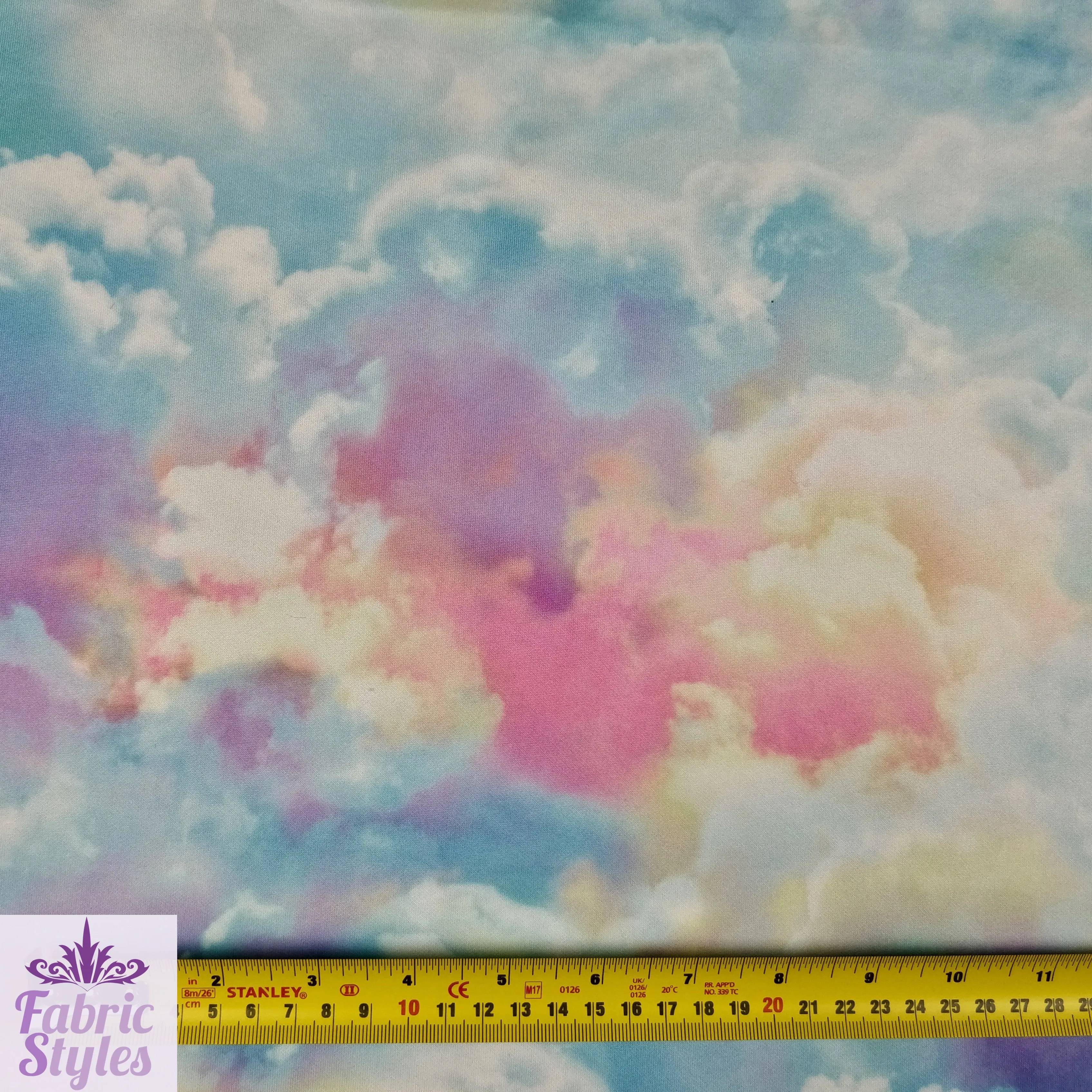 FS113 Clouds Tie Dye Scuba Velvet & Spandex Stretch Knit Fabric Blue Purple Pink Black