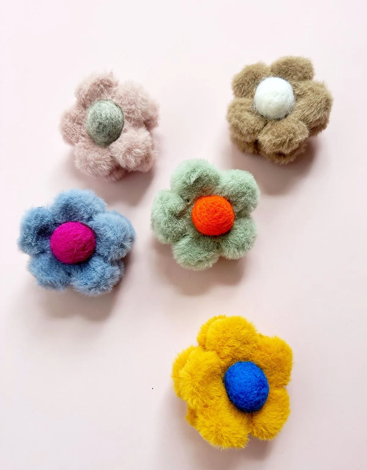 Furry Felt Spring Flower Hair Claw Clip