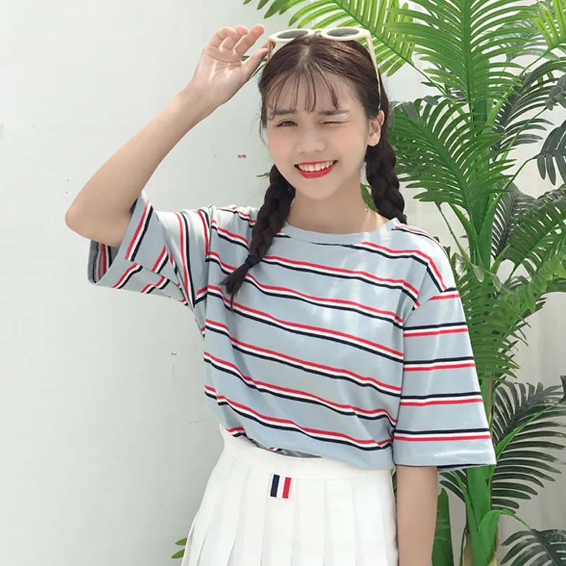 Harajuku Ulzzang Pastel Striped T-shirt