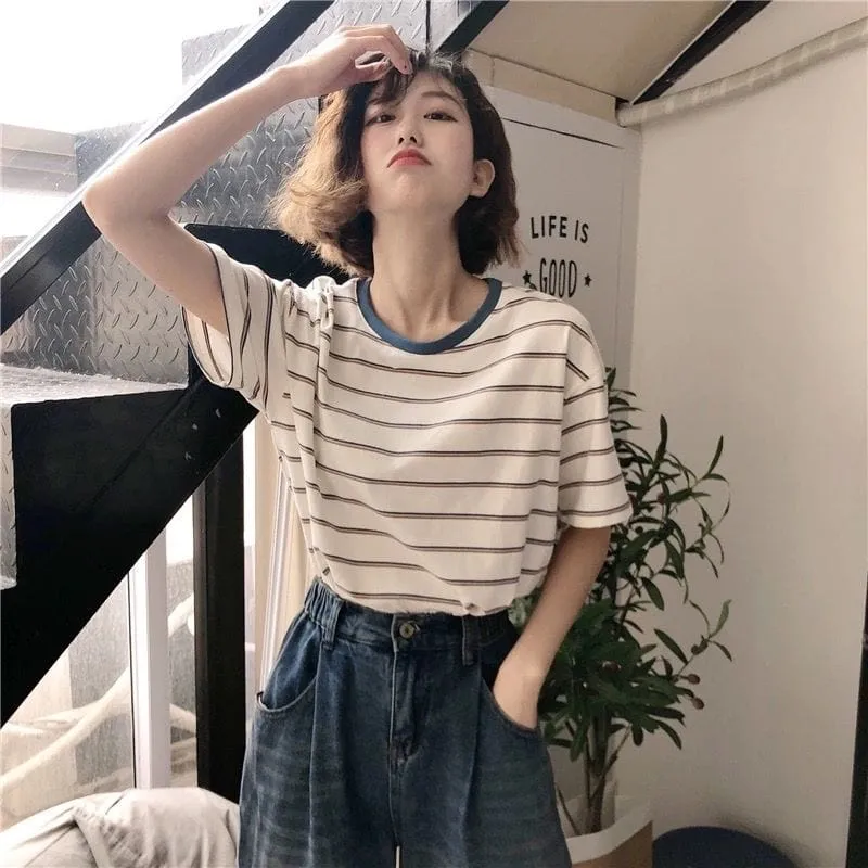 Harajuku Ulzzang Pastel Striped T-shirt