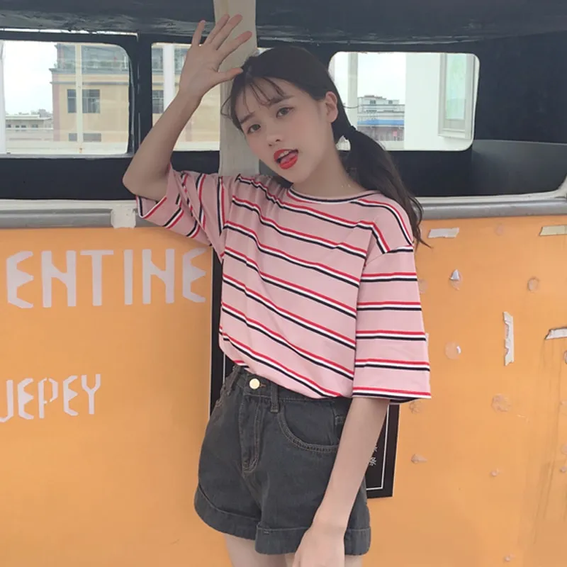 Harajuku Ulzzang Pastel Striped T-shirt