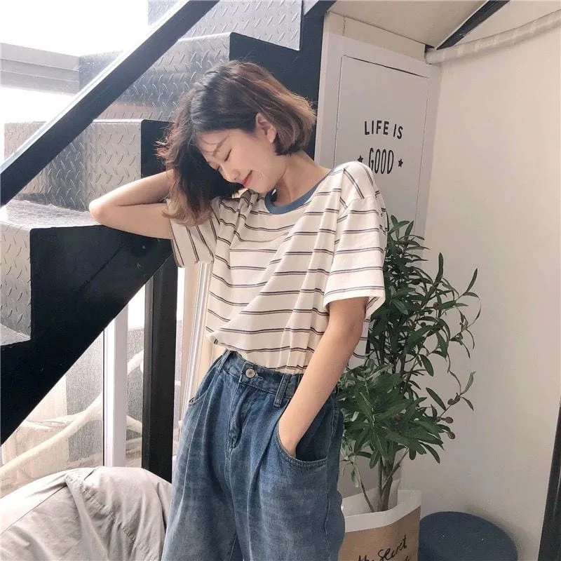 Harajuku Ulzzang Pastel Striped T-shirt