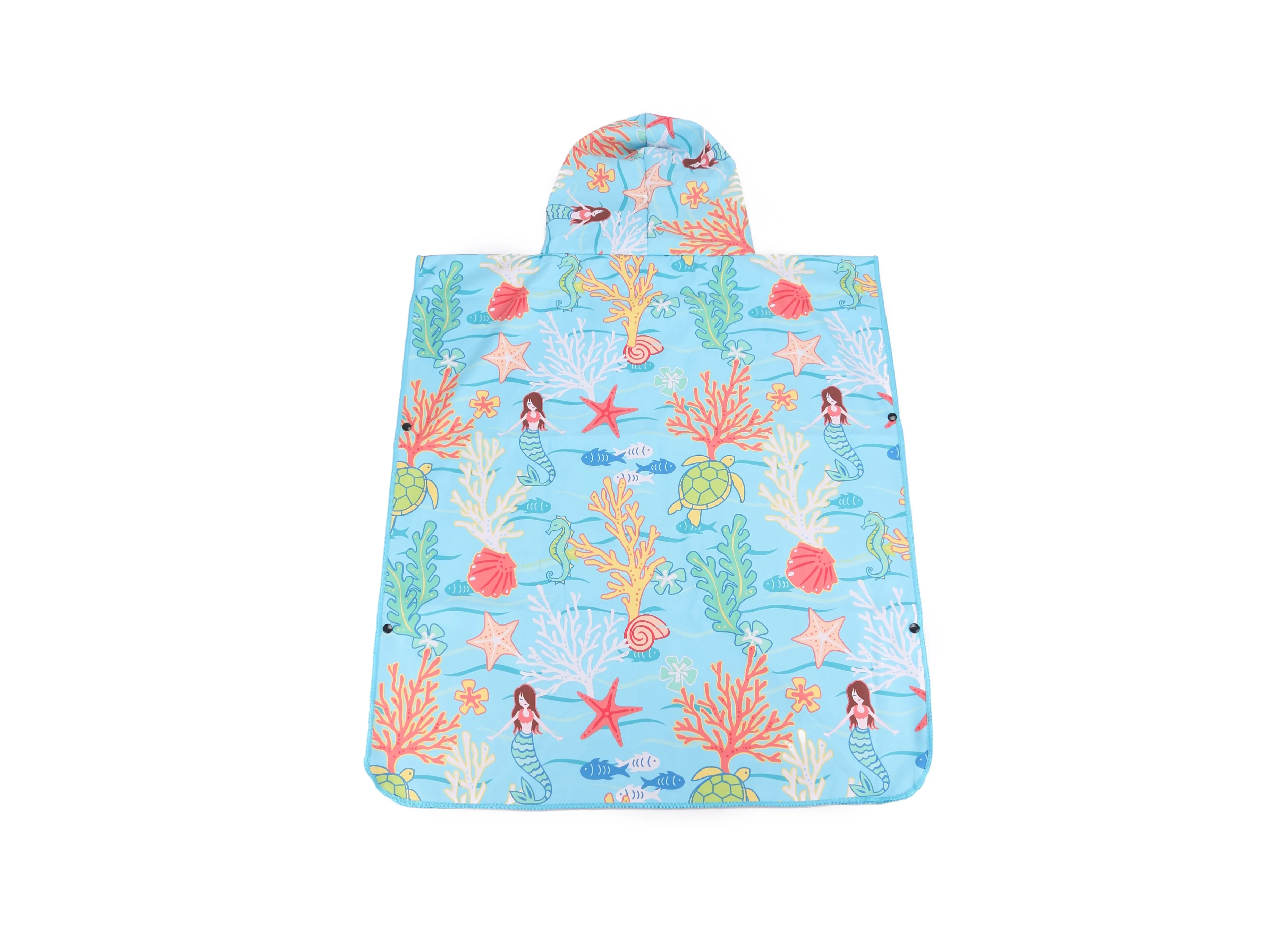 Hooded Beach Towel Poncho Teenager Mermaid Blue
