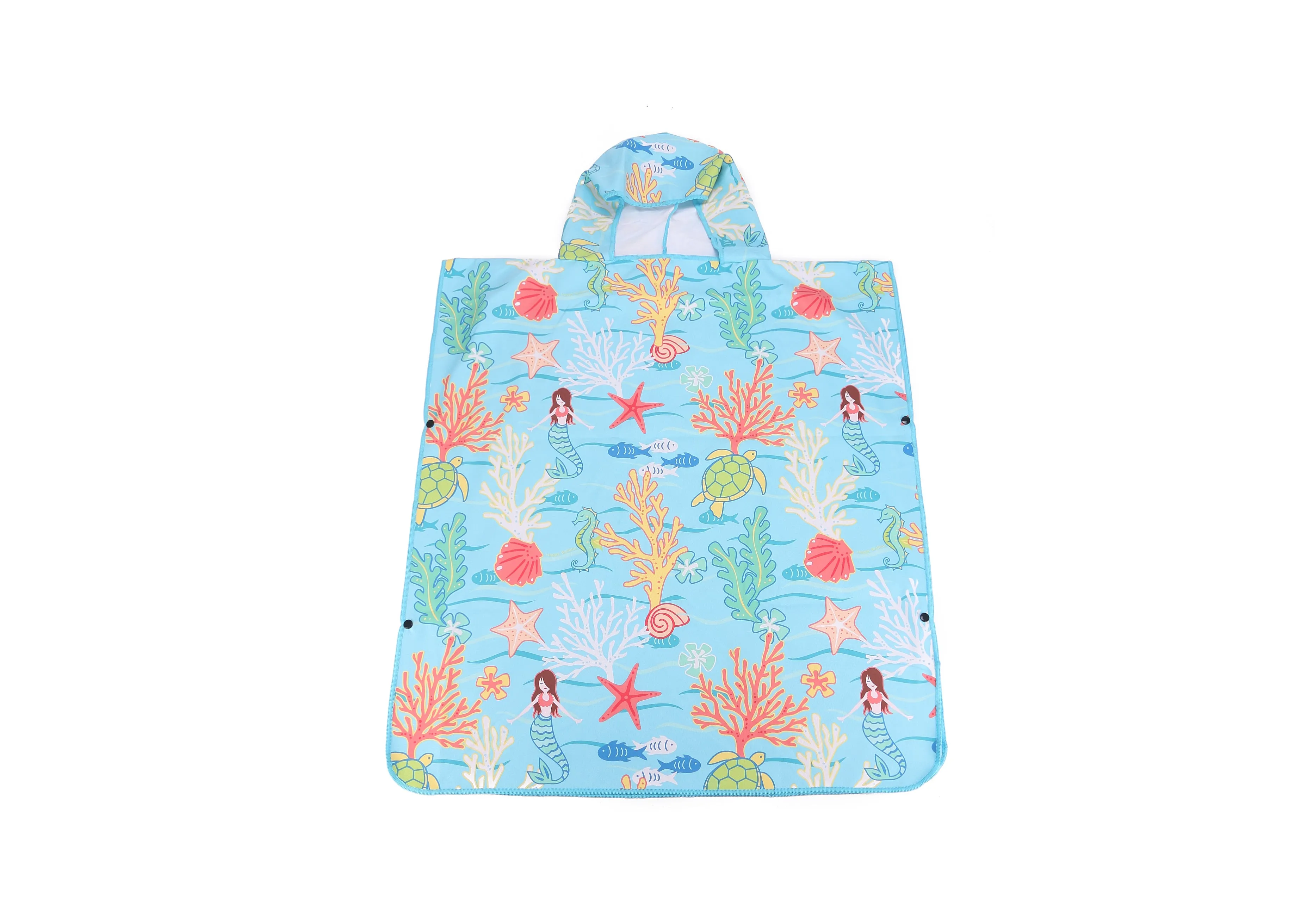 Hooded Beach Towel Poncho Teenager Mermaid Blue
