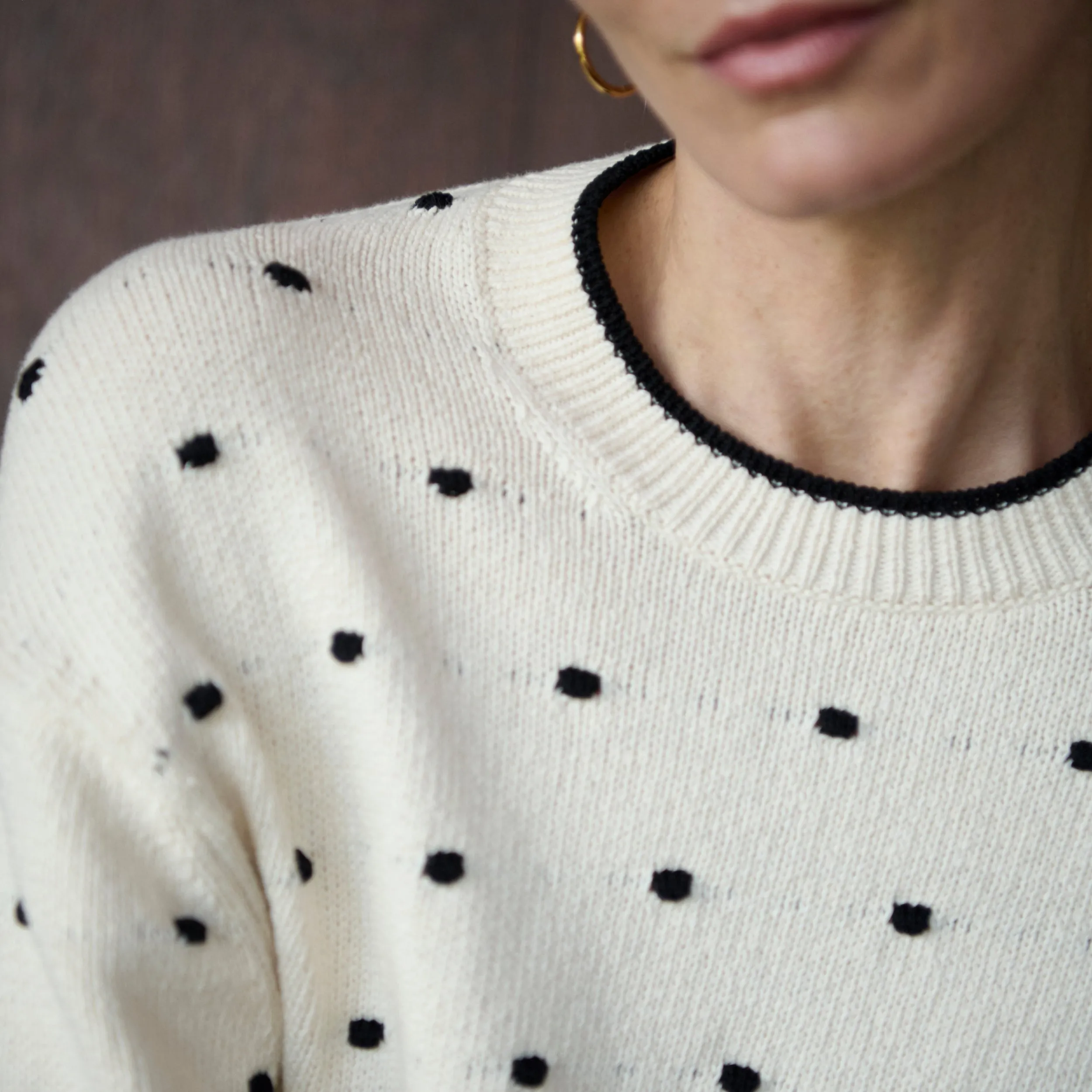 Kim Sweater - Dot Knit :: Ivory/Black