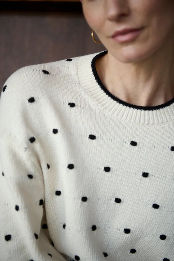 Kim Sweater - Dot Knit :: Ivory/Black