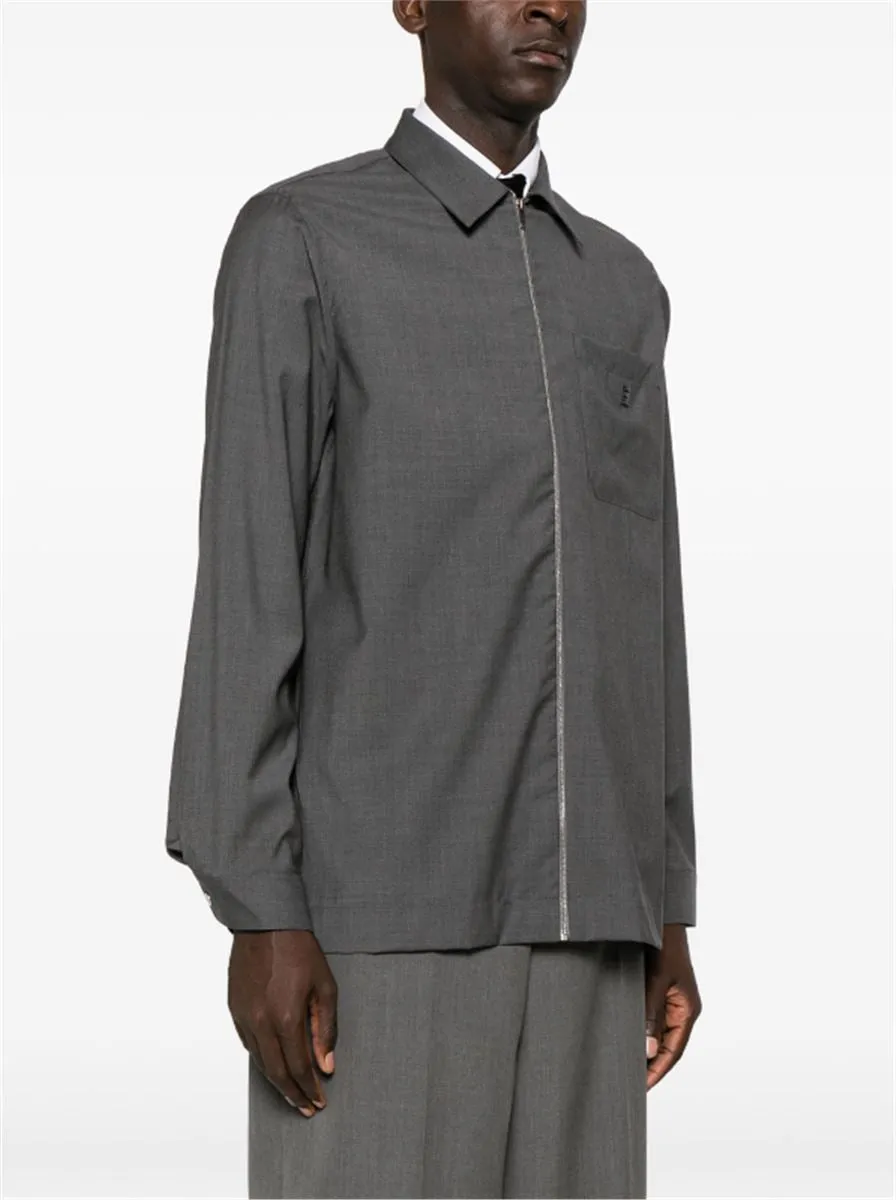 LOGO-PLAQUE WOOL SHIRT