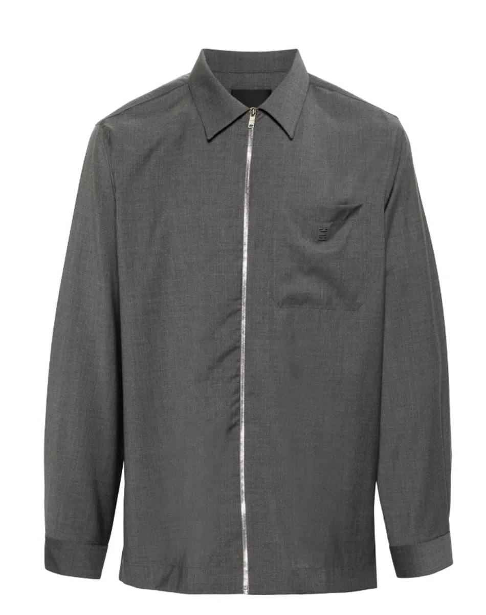 LOGO-PLAQUE WOOL SHIRT