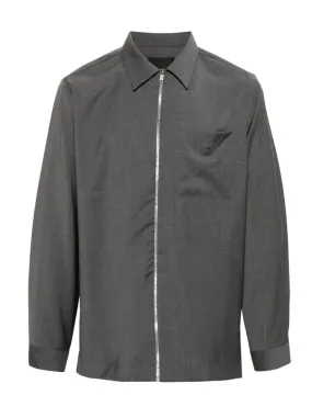 LOGO-PLAQUE WOOL SHIRT