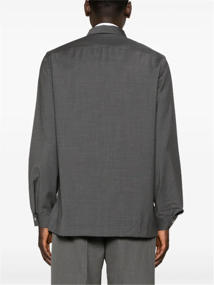 LOGO-PLAQUE WOOL SHIRT
