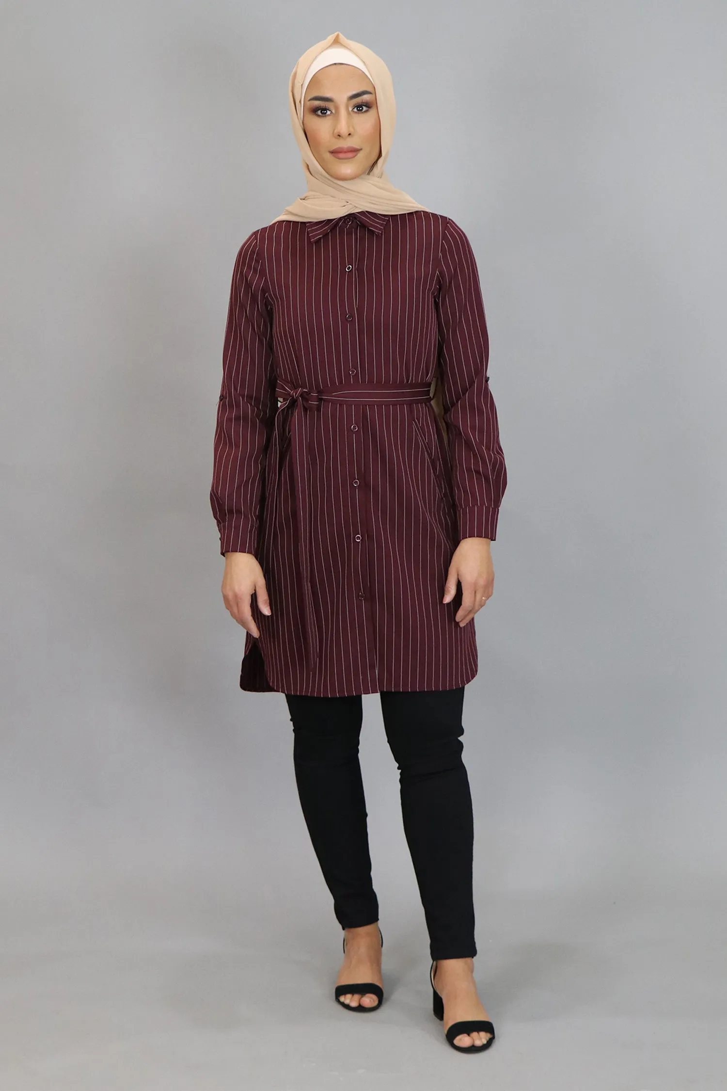 Mahogany Striped Long Blouse