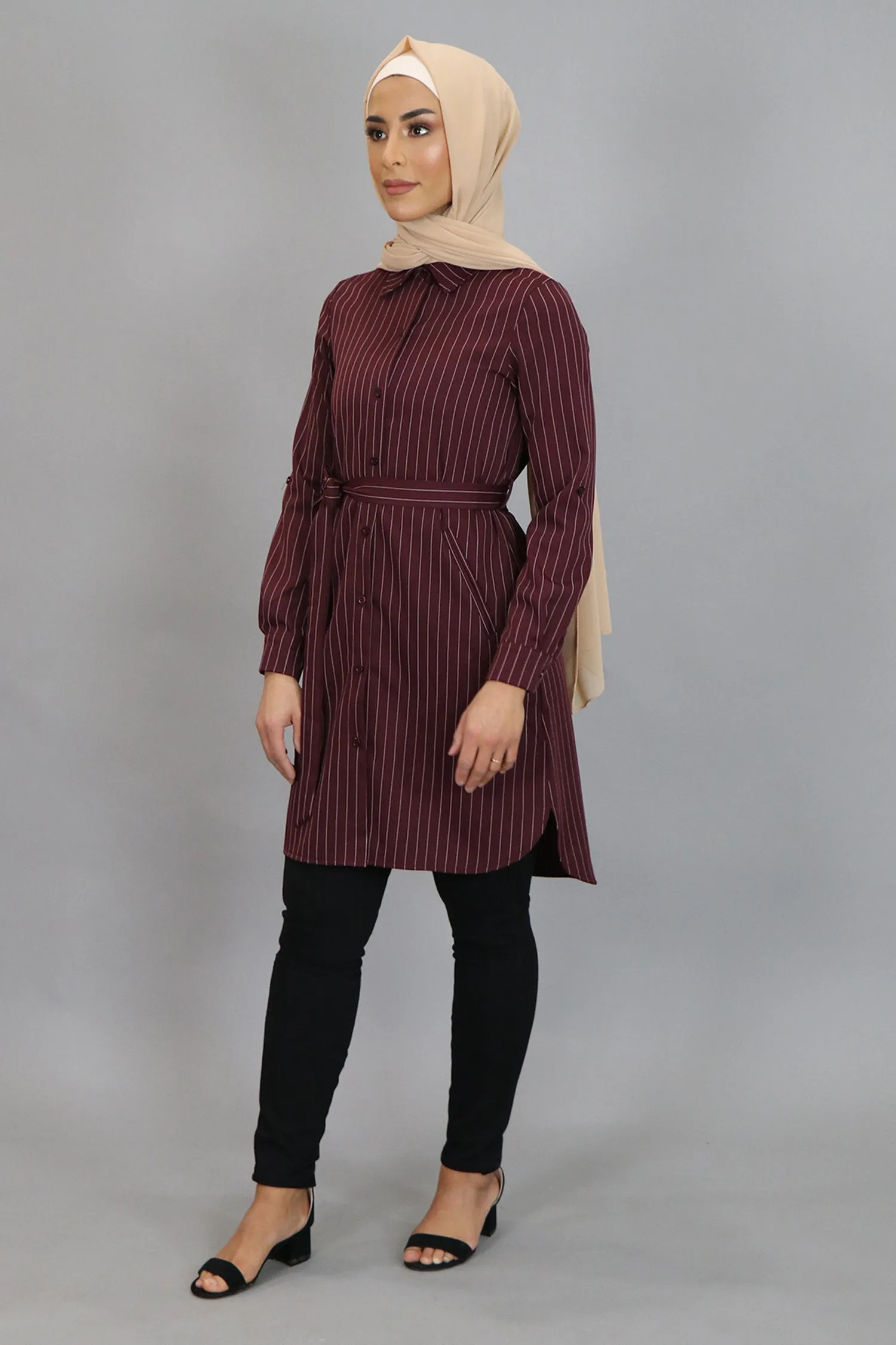 Mahogany Striped Long Blouse