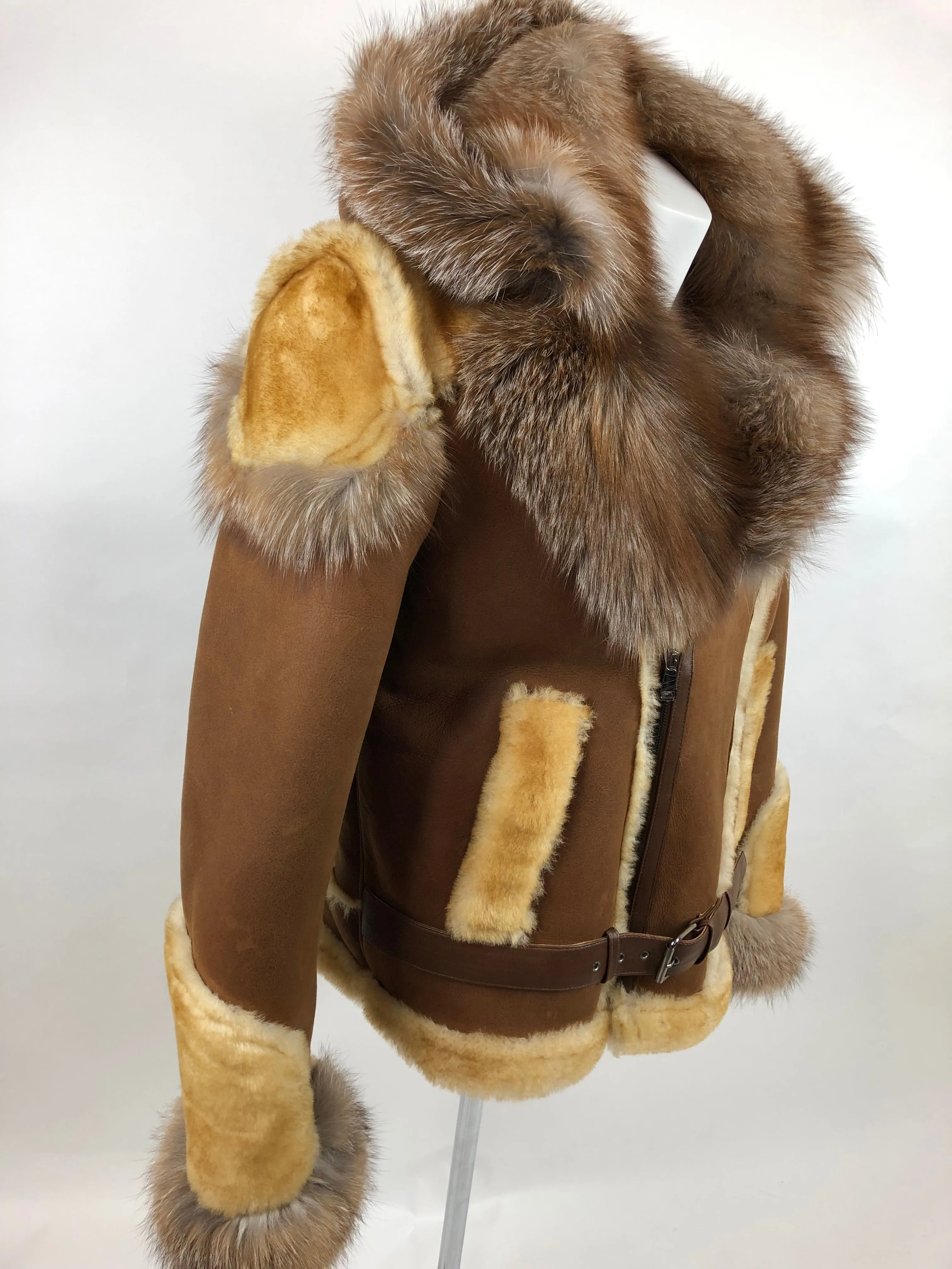 Mens Andre Shearling Biker With Fox