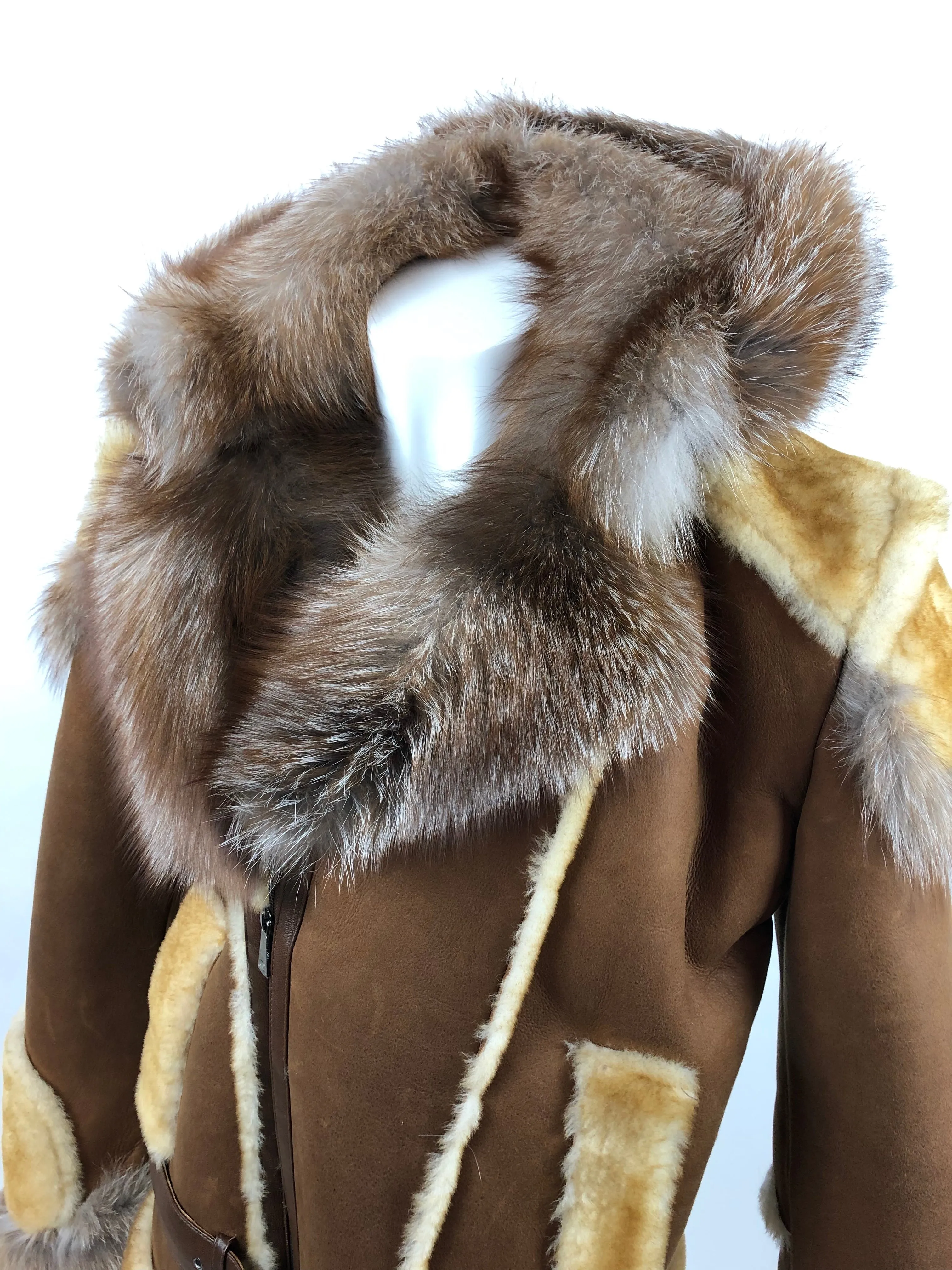Mens Andre Shearling Biker With Fox