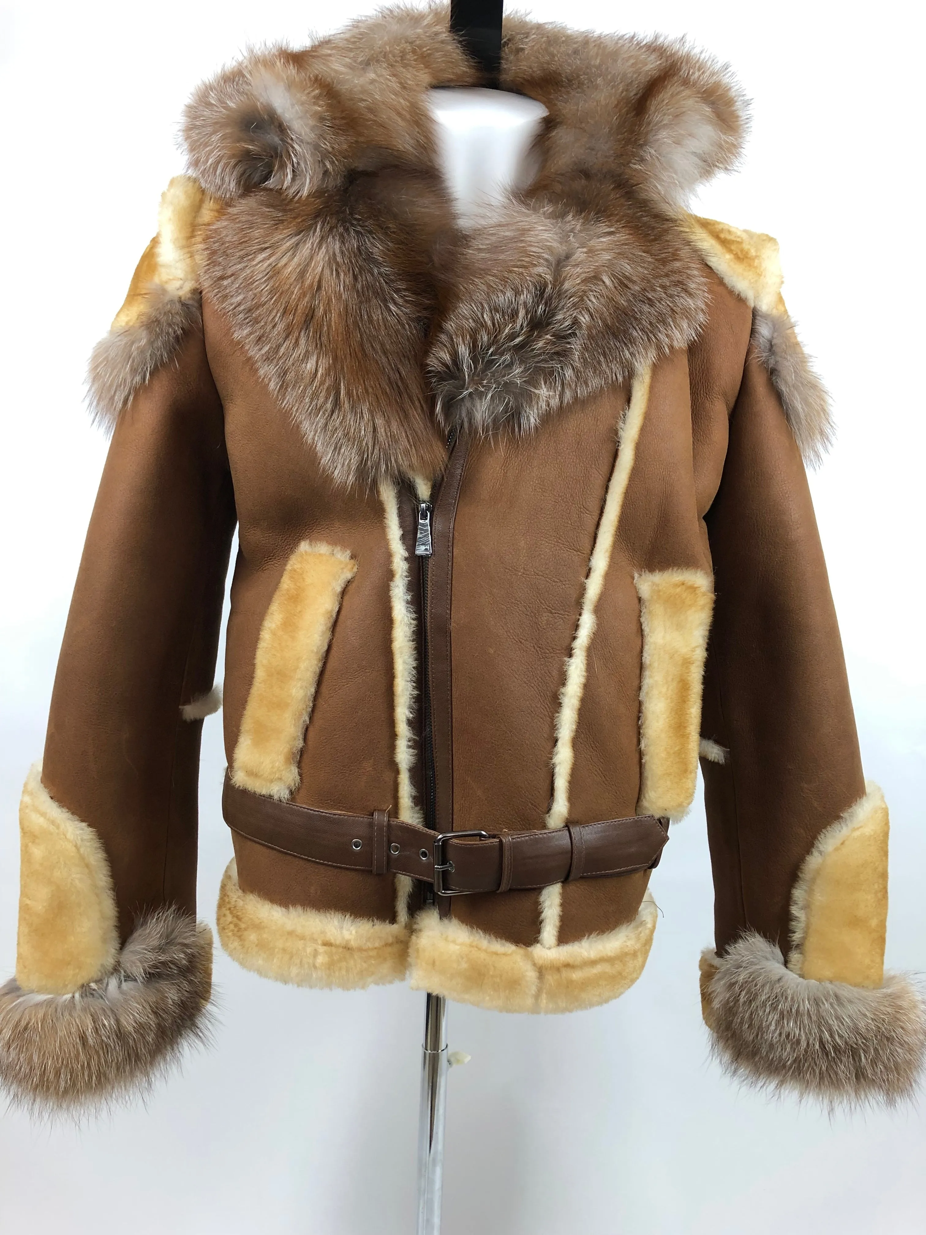 Mens Andre Shearling Biker With Fox